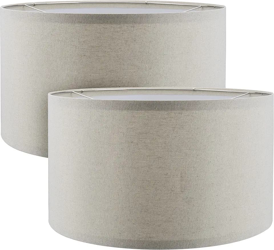 Aspen Creative 38871-2, Drum Collapsible Uno Lamp Shade, Oatmeal, 16" Top x 16" Bottom x 9" Height, Set of 2