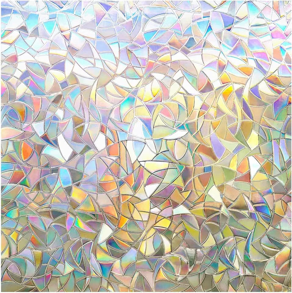 rabbitgoo Rainbow Window Privacy Film, Stained Glass Cling, 35.4" x 78.5"