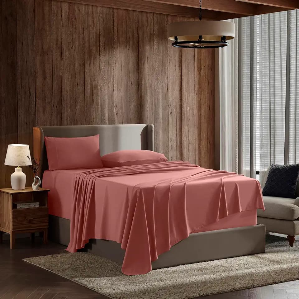 Nestl Full Sheet Set - Bed Sheets - Pink Clay - 4-Piece Deep Pocket