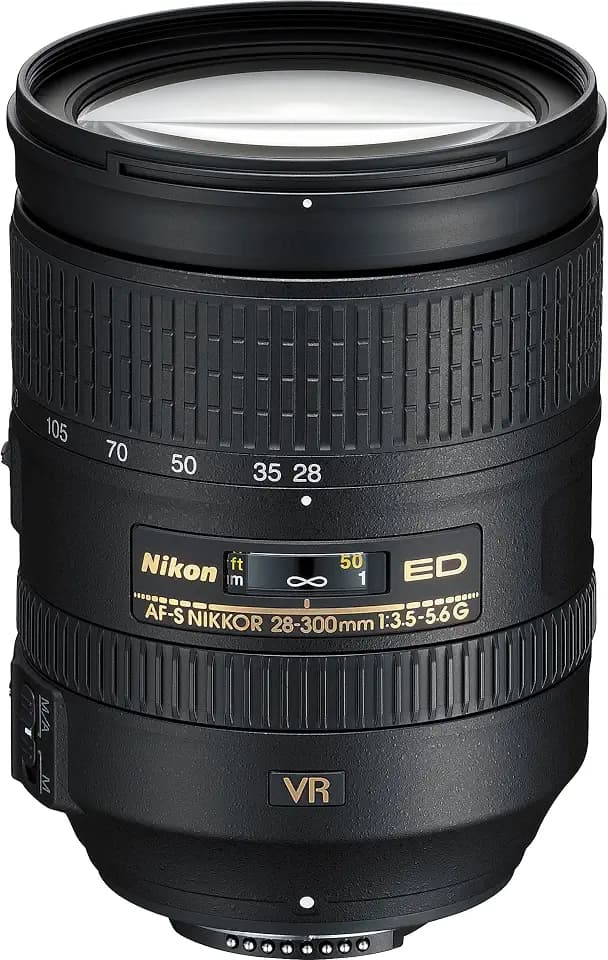 Nikon AF-S 28-300 mm 1:3.5-5.6G ED VR Reisezoom-Objektiv inkl. HB-50 (77 mm Filtergewinde, bildstabilisiert) Schwarz