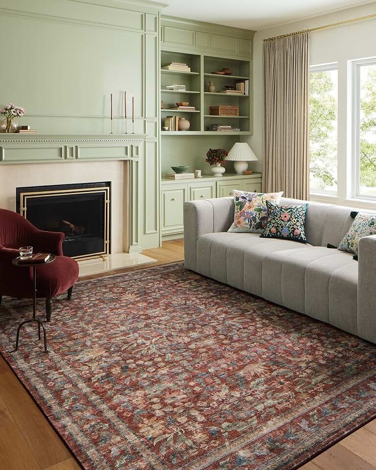 Loloi Rifle Paper Co Courtyard Crimson 5'-0" x 7'-6" Area Rug