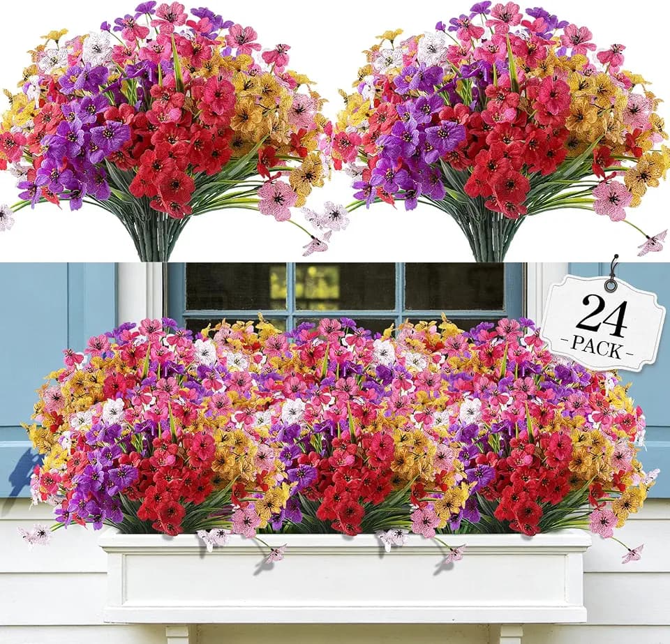 AGIRL Artificial Flowers Outdoor UV Resistant Fake Plant Garden Patio Decor