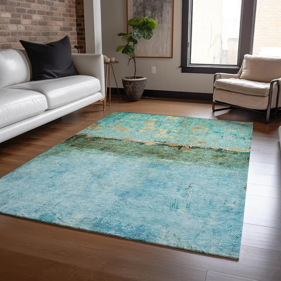 Addison Rugs Chantille ACN1716 Teal 3' x 5' Indoor/Outdoor, Machine Washable, Easy Clean, Non Shedding, Bedroom, Living Room, Dining Room, Kitchen, Patio Rug