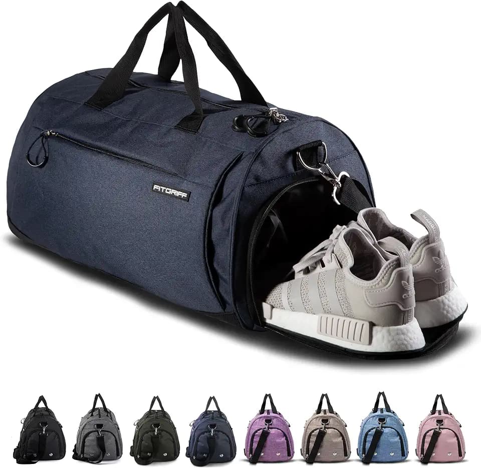Fitgriff® Gym Bag for Men & Women with Shoe & Wet Compartment - Duffle Bag for Travel, Sports, Fitness & Workout
