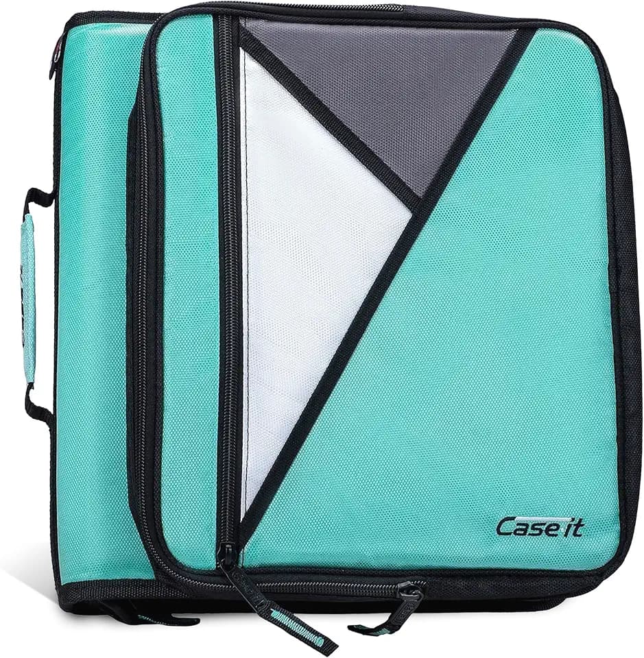 Case-it School Zipper Binder | 2" O-Rings | 350-Sheet | LT-007 Spearmint