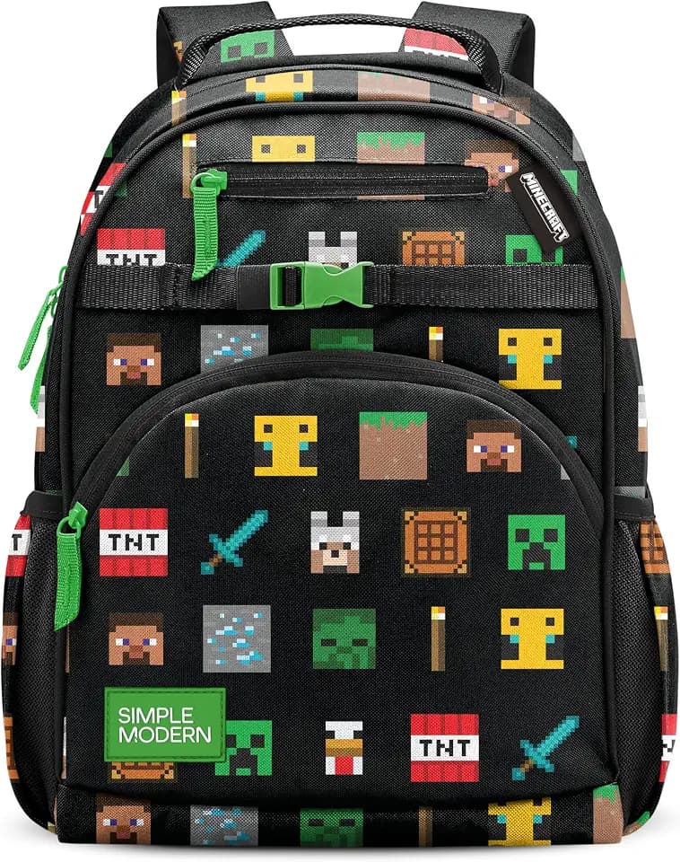 Simple Modern Minecraft Backpack for Girls, Boys | 18L