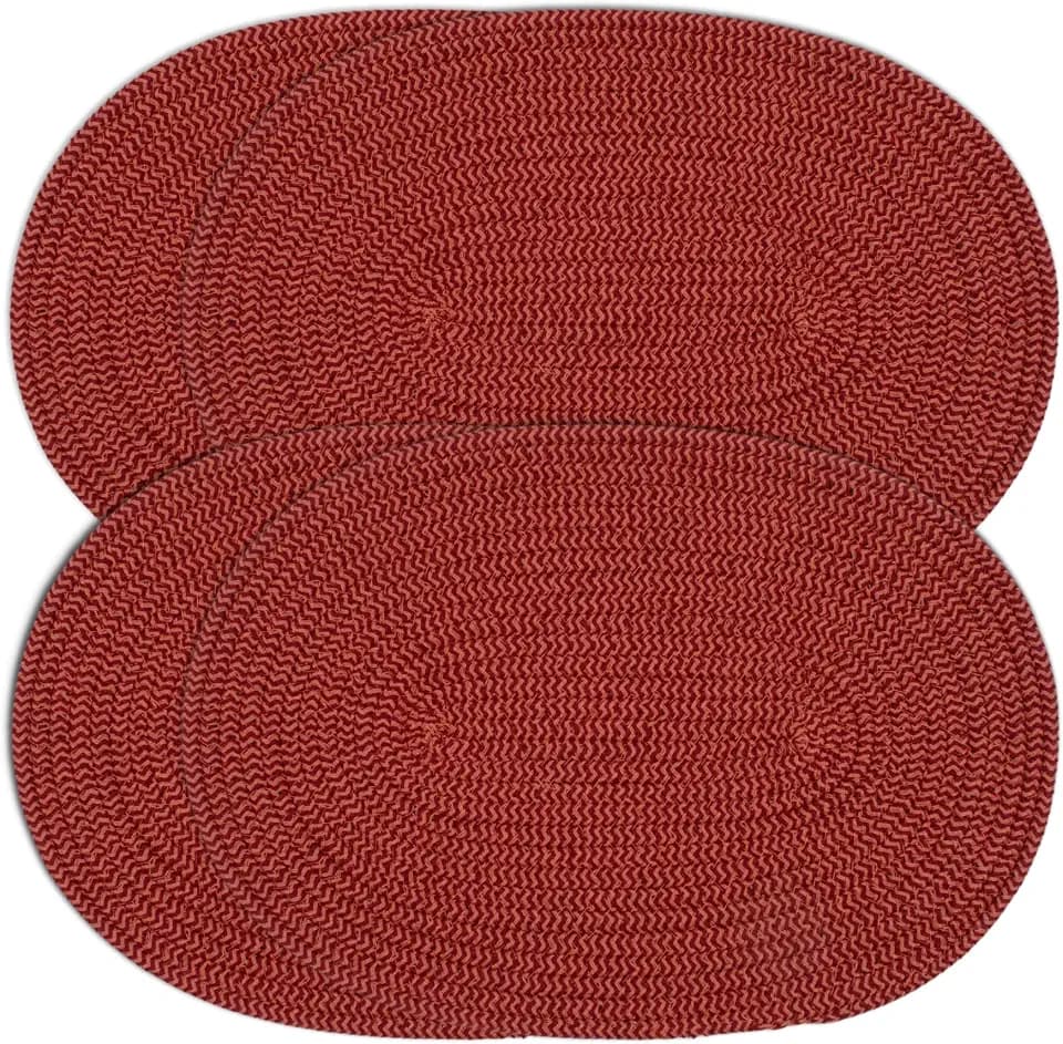 Stylish Braided Corded Oval Placemat (12"x18" Oval, Merlot)