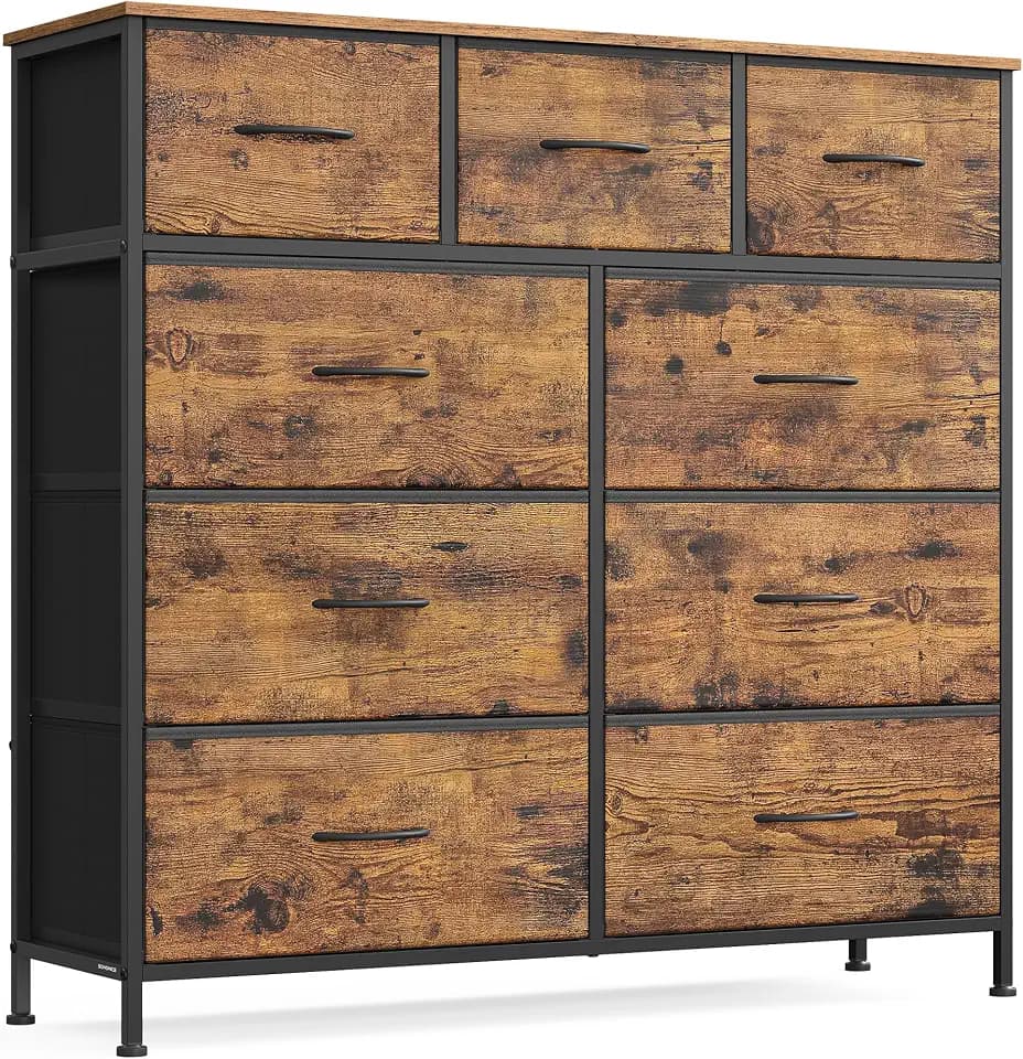 SONGMICS Dresser for Bedroom, Wide Dresser with 9 Fabric Drawers