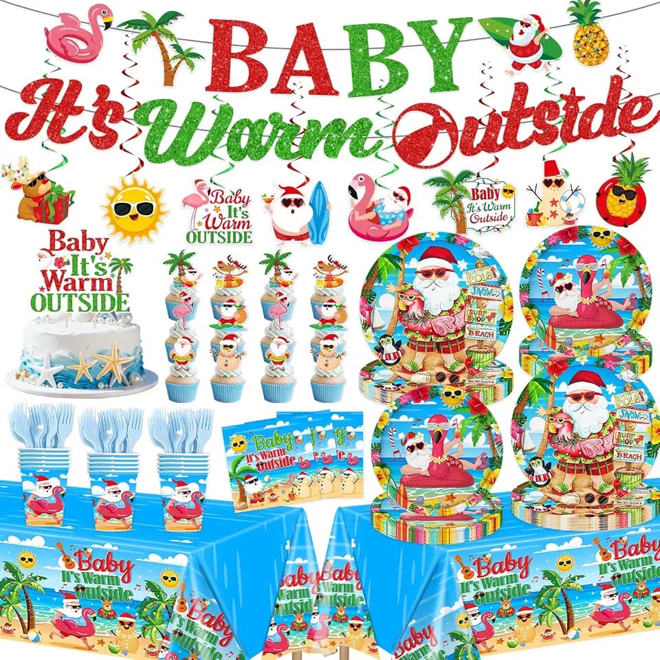 July Summer Christmas Decorations Hawaiian Christmas Party Tableware Set