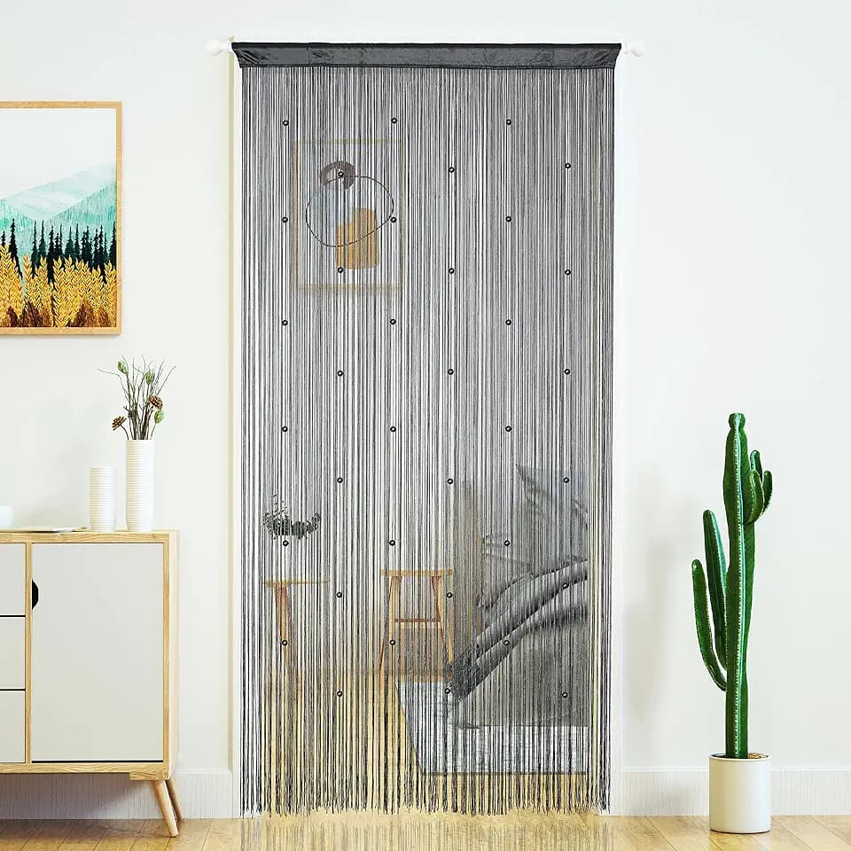 YaoYue Beaded Door String Curtain for Doorway, 39" W x 79" L, Grey, 1 Panel