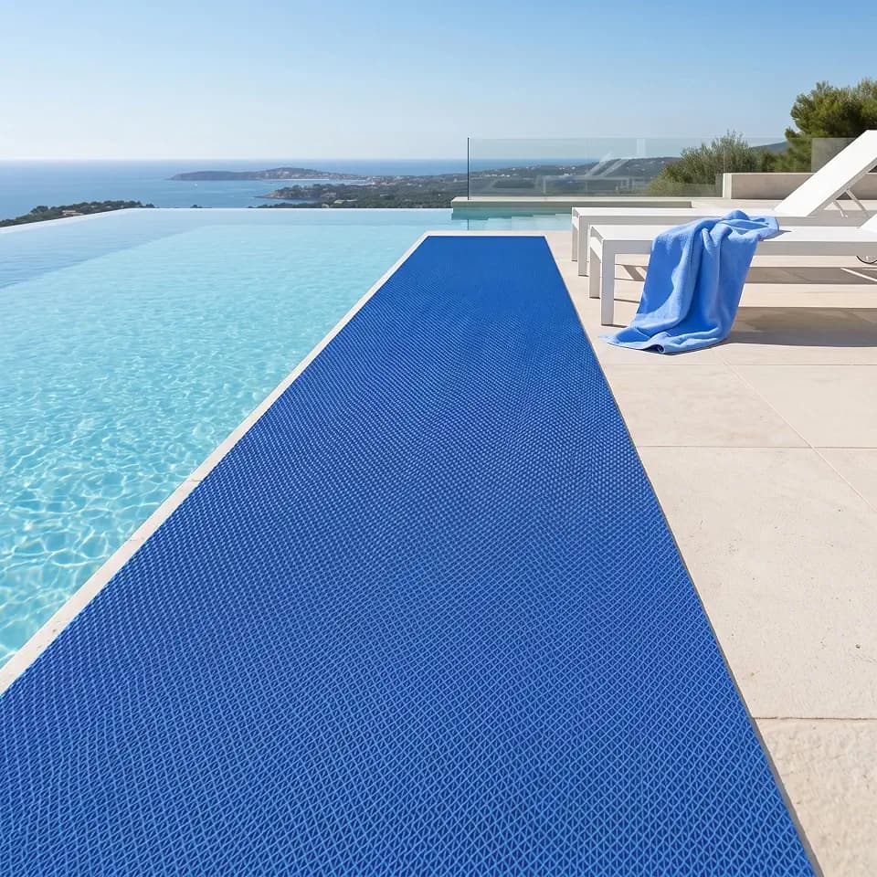 WLWLEO Drainage Non Slip Flooring Mats Swimming Pool Bathroom Anti-Fatigue Rubber Matts 3x20 Ft Heavy Duty Commercial Anti Slip Floor Mats for Garage Restaurant Sauna SPA,Blue,0.9×6M