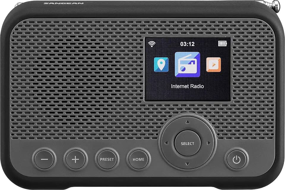 SANGEAN WFR-39 – Kompaktes, portables Internet-Radio mit WiFi, Musik-Streaming, DAB+/FM - Einfache Bedienung via Control-App, Grau-Schwarz