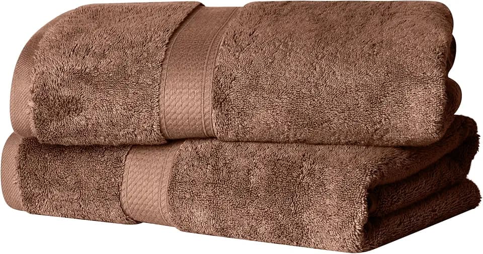 SUPERIOR Egyptian Cotton Plush & Absorbent, Bath Towel Set of 2, Chocolate