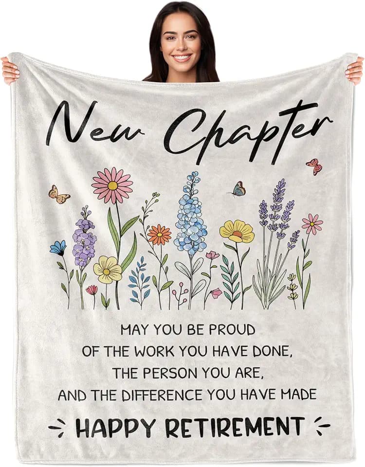 Retirement Gift for Woman, Happy Retirement Gifts, Funny Retired Gift for Women, New Beginnings Gifts for Women, Farewell Presents for Coworkers, Teacher/Nurse Retired Presents 60"X50" Blanket
