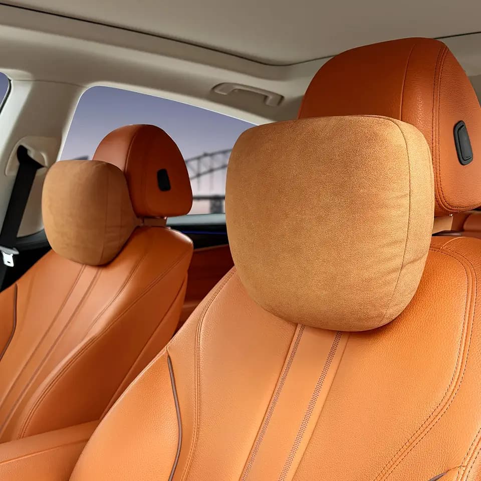 Car Neck Pillow for headrests 2pcs,Support Drive Seats Head Cushion Pillows,Superfiber Suede,Plant-Based Polyester,Thickness & Height Adjustable,11.8x7.5,Inner Liner fillable