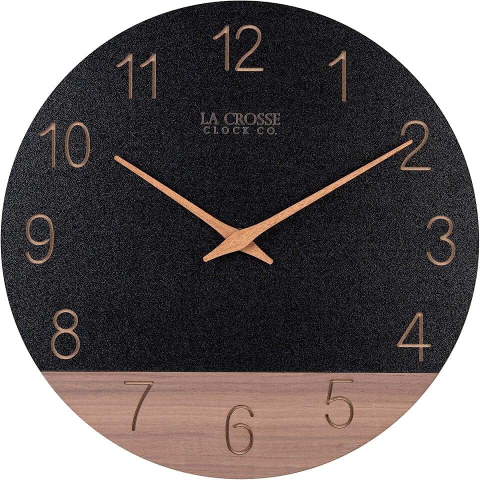 La Crosse Clock 404-3630C 12 inch Dark Sierra Wood Analog Quartz Wall Clock