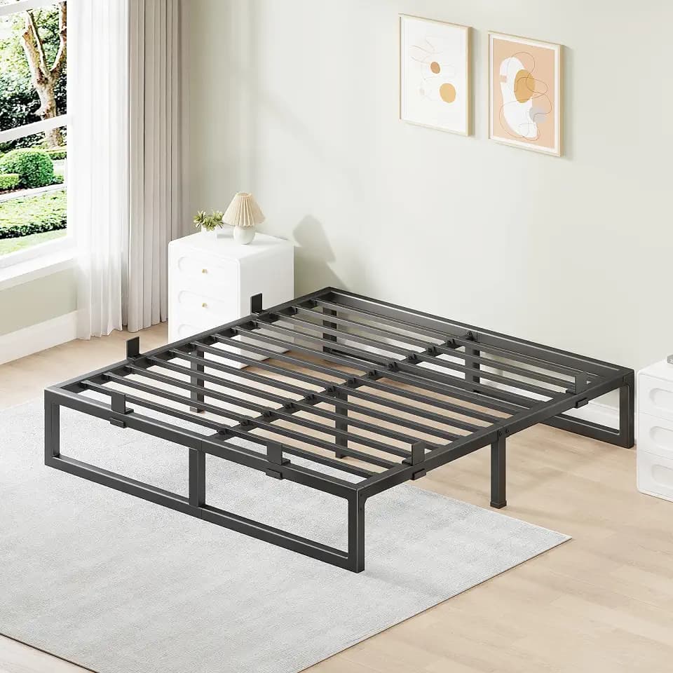 12 Inch Metal King Bed Frame with Steel Support, Noise-Free