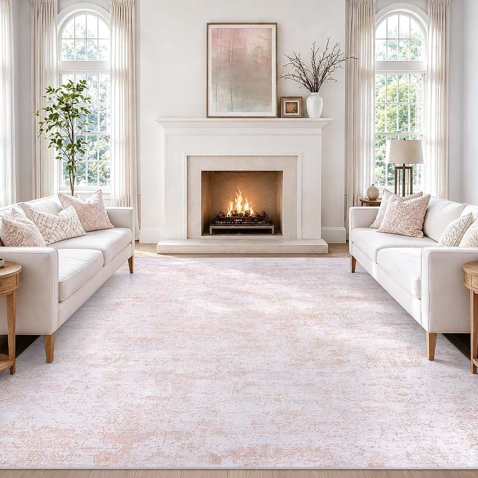 8x10 Area Rugs for Living Room Large Washable Carpets for Bedroom Pink
