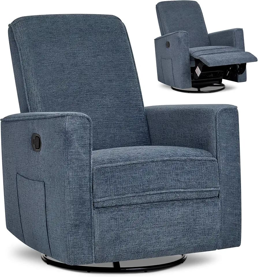 Evolur Raleigh Plus Nursery Glider Recliner, GREENGUARD Gold, Blue Fog