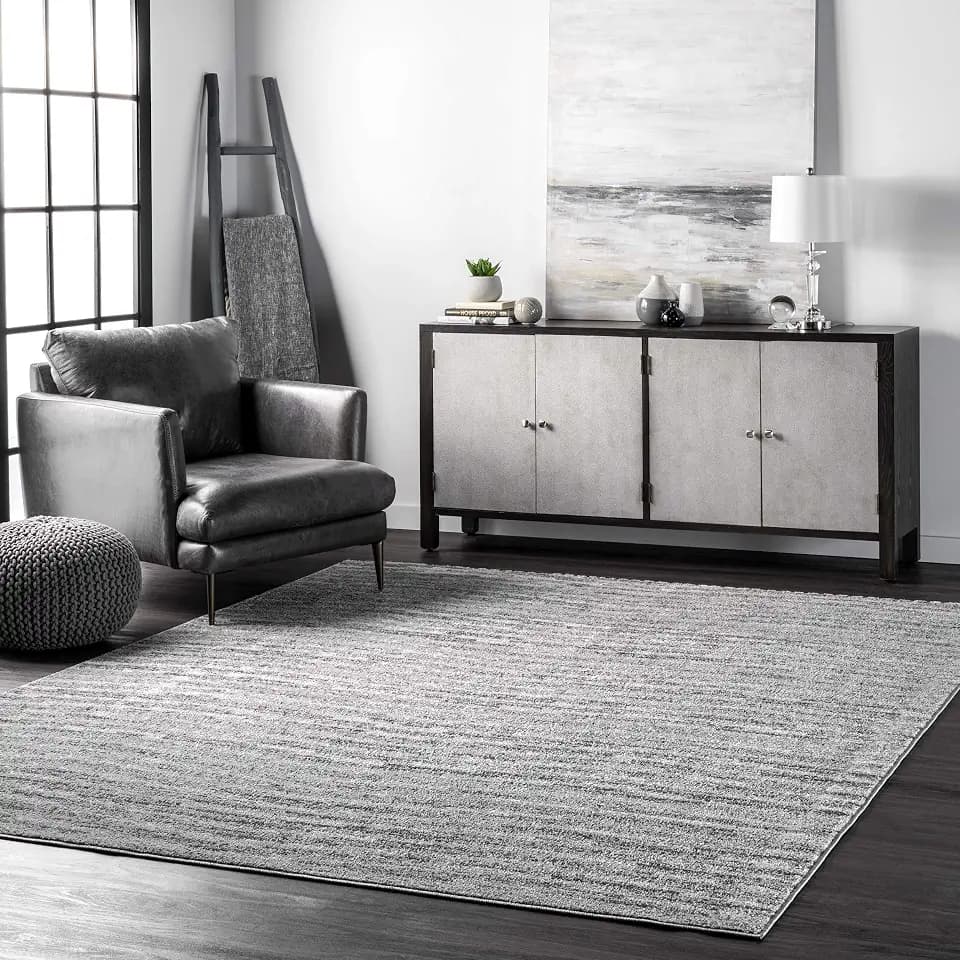 nuLOOM Sherill Grey/Ivory, 5' x 8', Solid, Shaggy, Soft and Cozy, High Traffic, Stain Resistant, Easy Clean, Durable Area Rug for Bedroom, Living Room, Dining Space, Den, Foyer, Entryway