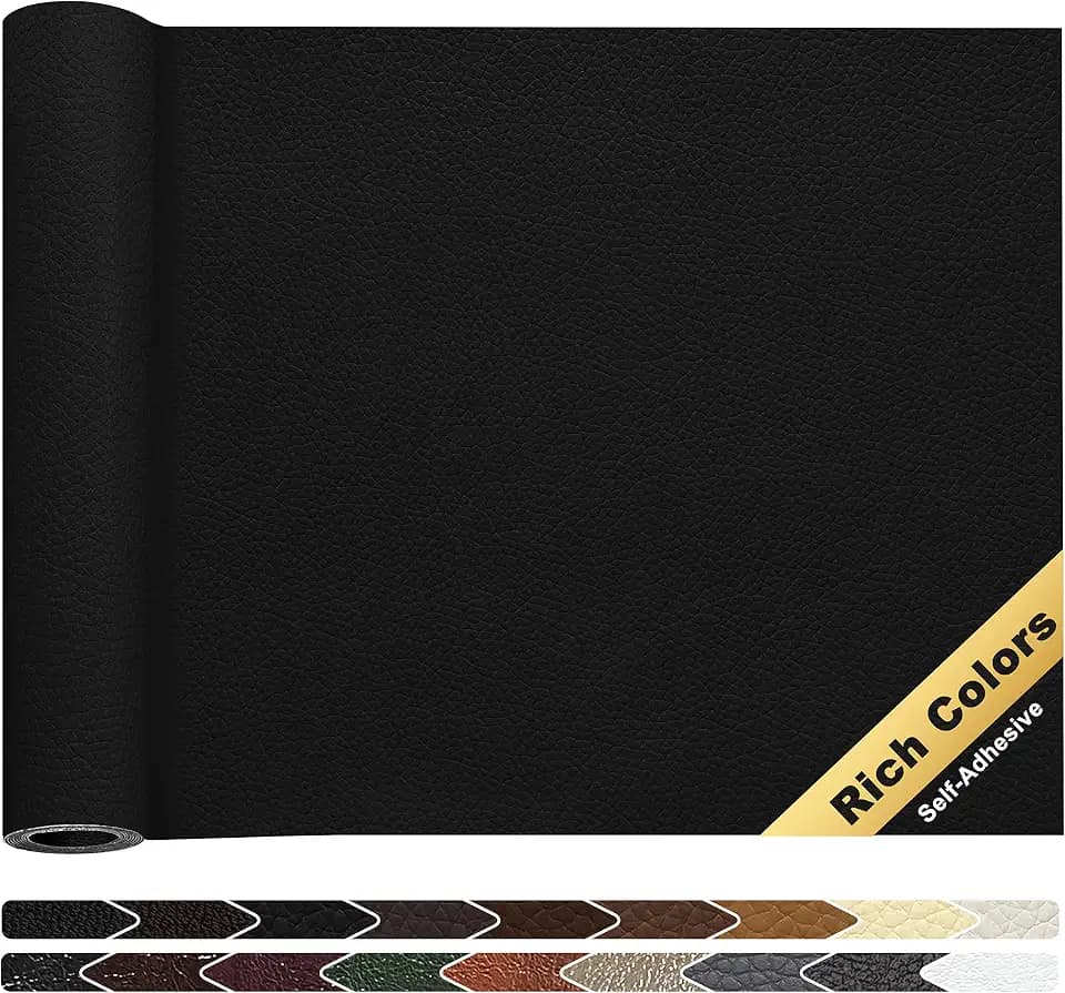 KING MOUNTAIN Leather Repair Patch,16 x 60 Inches self Adhesive Leather Repair Tape for Damaged Leather Furniture, Sofa Seating,Car Seats, Leather Goods(Black)