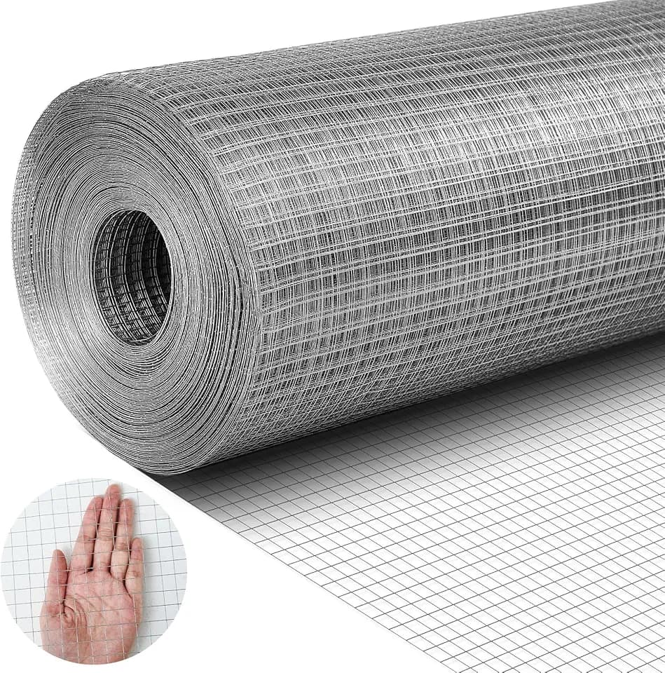 Tatuo Hardware Cloth 1/2 Inch 48in x 150ft Hot Dip Galvanized After Welded Cage Mesh Rolls 21 Gauge Metal Chicken Wire Roll Wire Fencing Poultry Netting for Raised Garden Rodent Animals