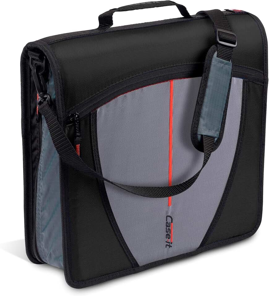 Case-it School Zipper Binder | 3-Inch O-Rings | 600-Sheet | D-146 Jet Black