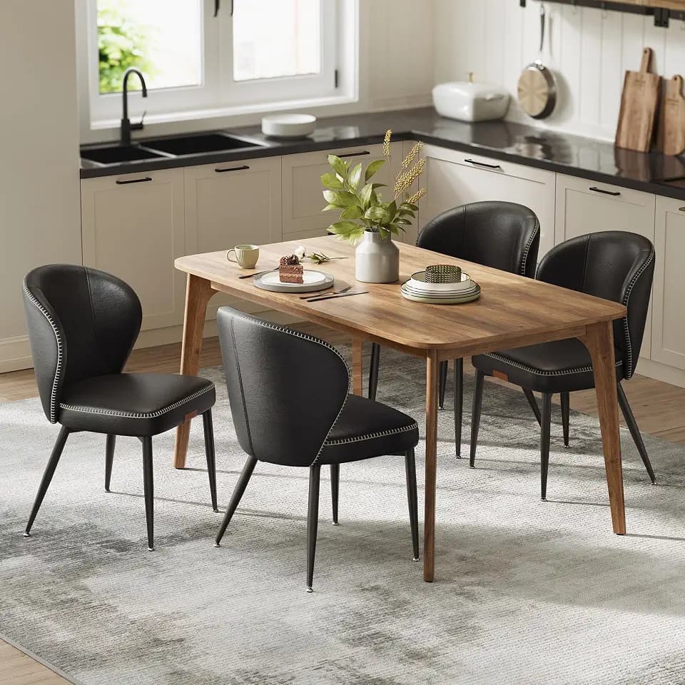 VASAGLE Dining Chairs Set of 4, Upholstered Kitchen Chairs
