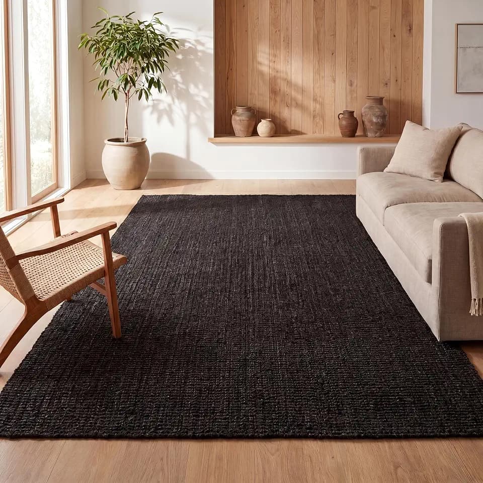 JONATHAN Y Pata Hand Woven Chunky Jute Black Indoor Area Rug, 4x6, Bohemian, Rustic, Cottage, Easy-Cleaning for Living Room, Bedroom, Kitchen, Non-Shedding (NRF102E-4)