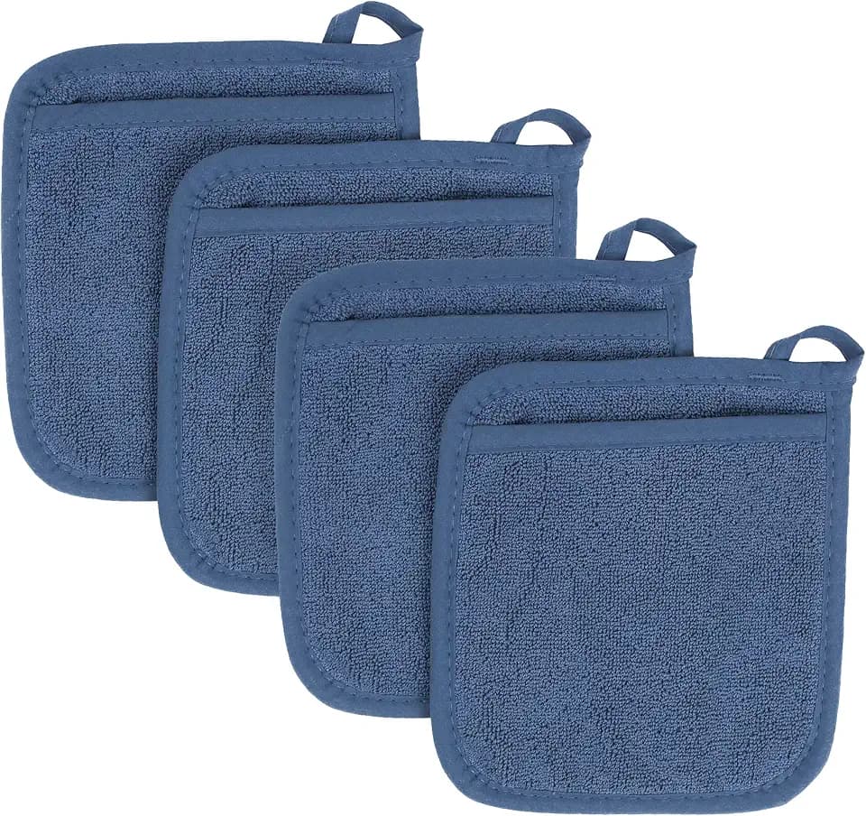 RITZ Terry Pocket Mitt & Hot Pad: Unparalleled Heat Resistant, Durable 100% Cotton – Ergonomically Designed for Optimal Grip – Easy-Care Machine Washable – 4-Pact, Federal Blue