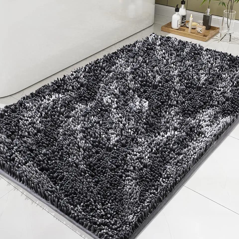 100pointONE Bathroom Rug Mat 30x48, Thick Soft Chenille Bath Rug Washable, Quick Dry Absorbent Non Slip Bath Mat with Rubber Backing for Bathtub Shower Floor