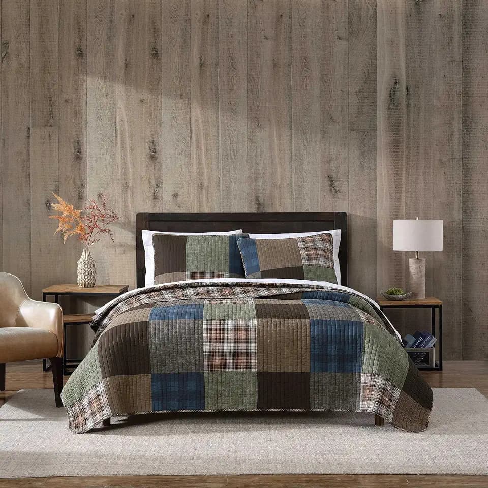 Eddie Bauer - King Quilt Set with Shams, Cotton, Reversible