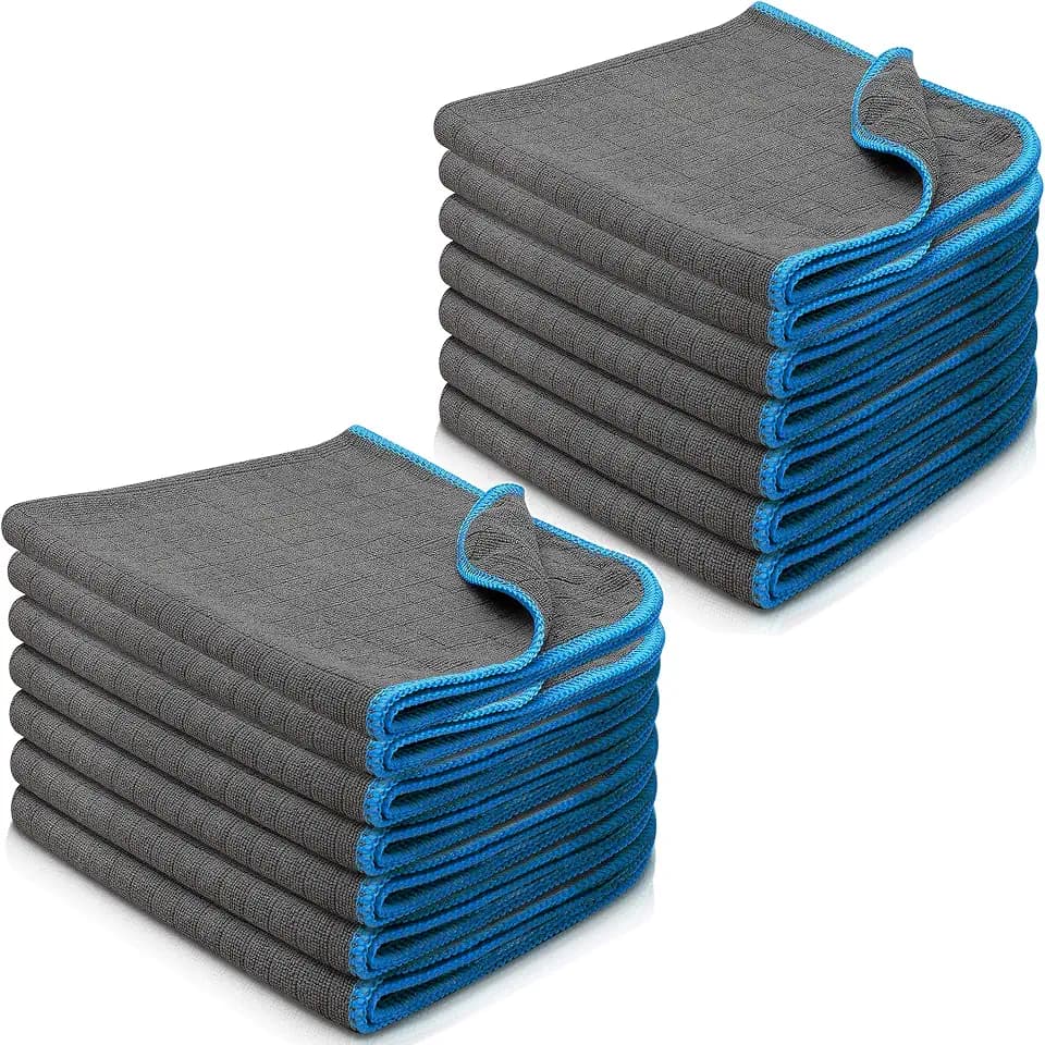 Filzada® 14x Mikrofasertücher Auto 380 GSM 40x40cm - Poliertücher | Microfasertuch extrem saugstark & weich, fusselfrei - Cockpit, Innenraum, Lack, Motorrad - vernähte Rundecken lackschonend
