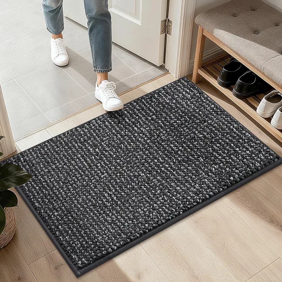 BEQHAUSE 2x3 Entryway Rug Indoor Door Mat Non-Slip Washable, Charcoal