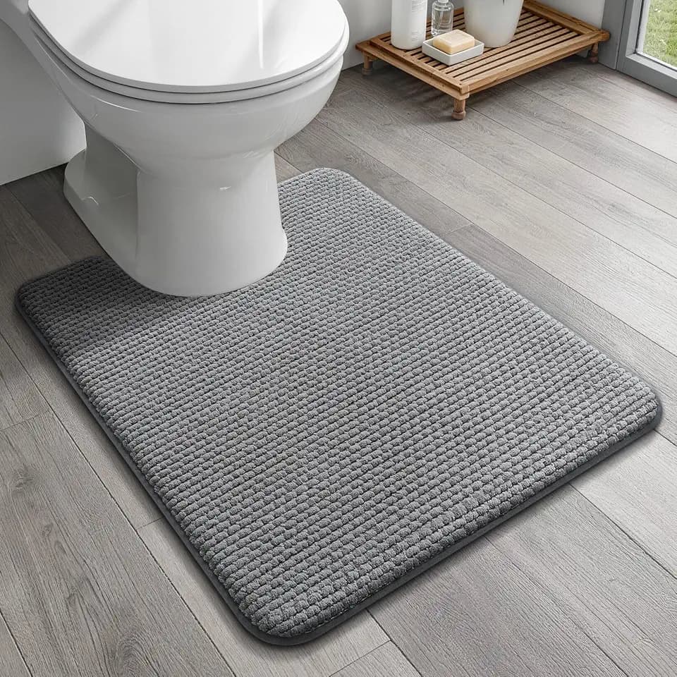 YIHOUSE Toilet Rugs U-Shaped 20x24, Extra Thick Soft Absorbent Chenille Contour Bathroom Rugs for Toilet, Dry Quickly, Machine Washable, Non-Slip Bath Mat, Dark Grey