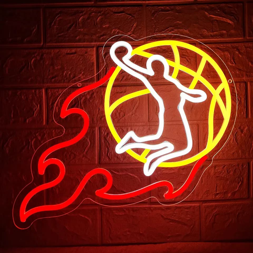 Slam Dunk Neon Sign for Wall Decor Basketball Led Neon Light for Man Cave