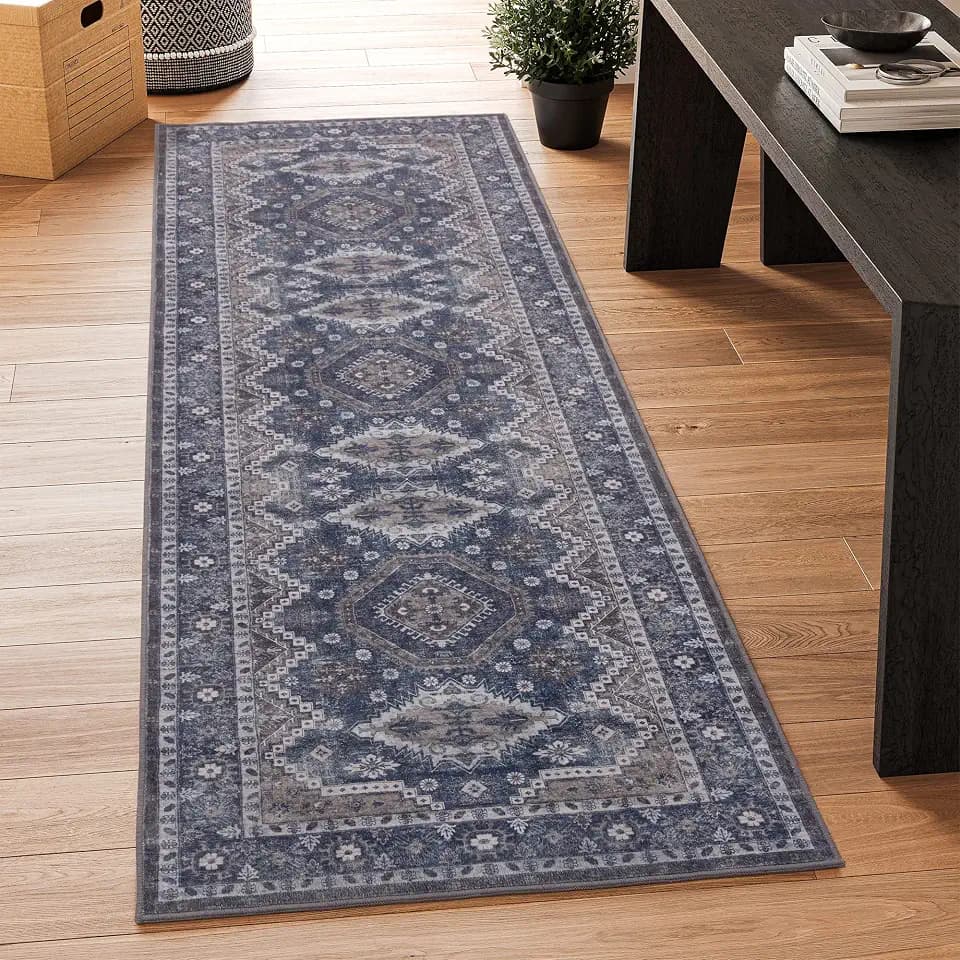 Rugland 2'6"x8 Runner Rug Non Slip, Washable Rug Runners for Hallways Navy
