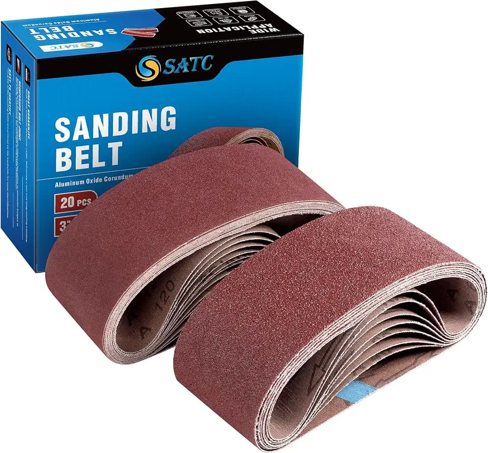 S SATC 3x18 Sanding Belts 20PCS Belt Sander Paper Aluminum Oxide (3 Each of 60/80/120/150/240/400 Grits & 2 of 40 Grits) Ideal for Wood Metal Paint Sanding