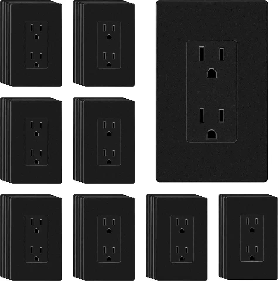 ENERLITES 40 Pack Decorator Outlet 15A Receptacle with Screwless Wall Plate
