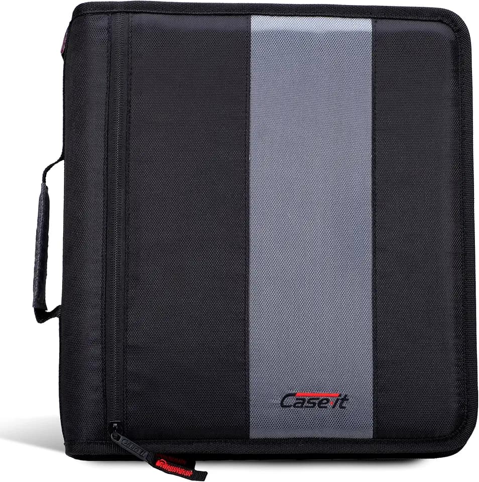 Case-it School Zipper Binder | 2-Inch O-Rings | 350-Sheet | D-251 Jet Black