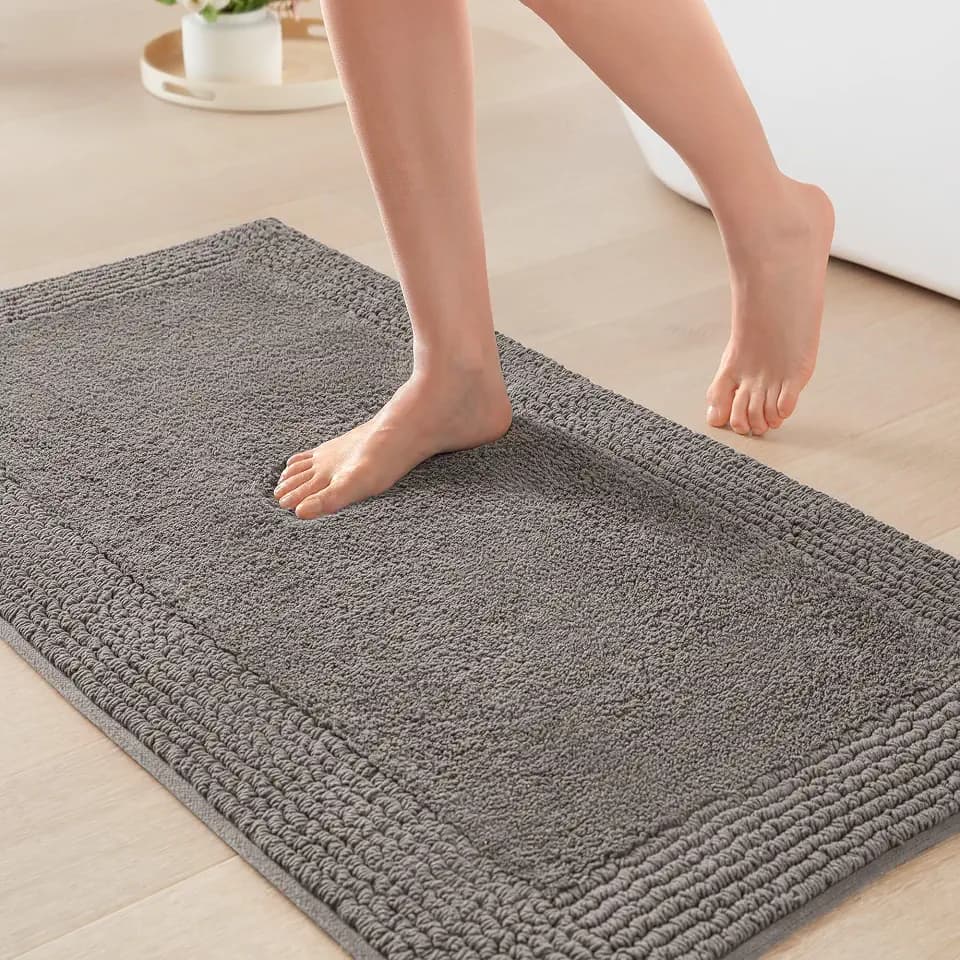 Madison Park Splendor Reversible 100% Cotton Bath Rug, 21 x 34, Charcoal