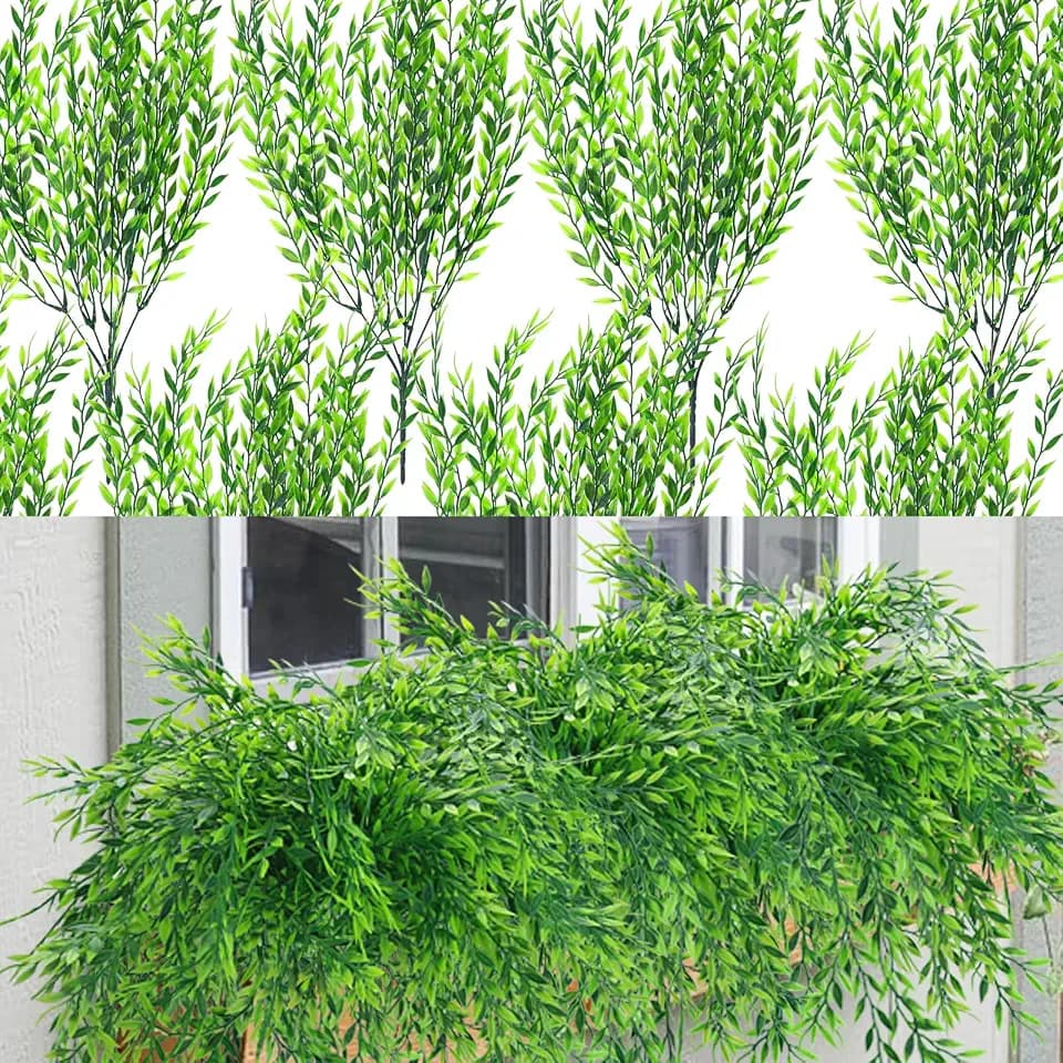 summer flower 8 Pack Fake Hanging Plants Weeping Willlow Vines UV Resistant Artificial Ivy Greenery Stems for Indoor Outdoor Home Porch Garden Decor
