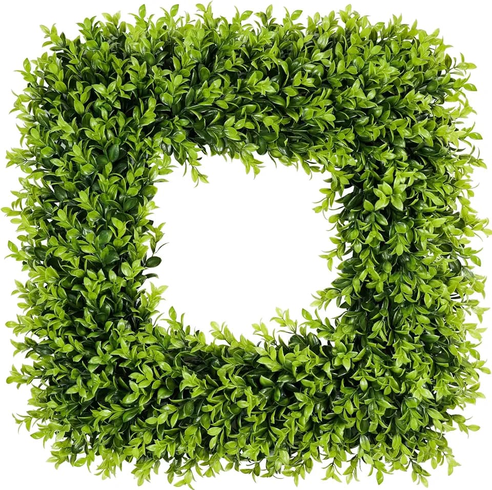 24 Inch Large Square Wreath Spring Summer Artificial Green Wreaths