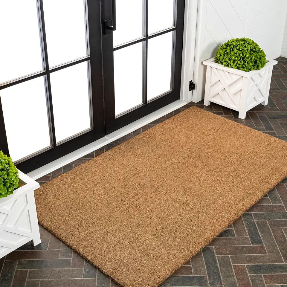 JONATHAN Y CHG100A-24 Peater Classic Casual Commerical Natural Coir Light Brown 2 ft. x 4 ft. Doormat for Entrance, Front Door, Entryway