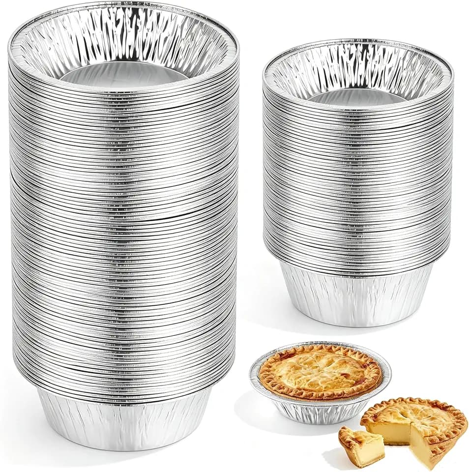 120 Pack 5" Aluminum Pie Pans, 5 Inch Disposable Mini Pie Tins, Foil Pie Pans, Individual Pie Pans,Small Pie Tins Perfect for Baking, Freezer & Oven Safe, Easily Stack & Store