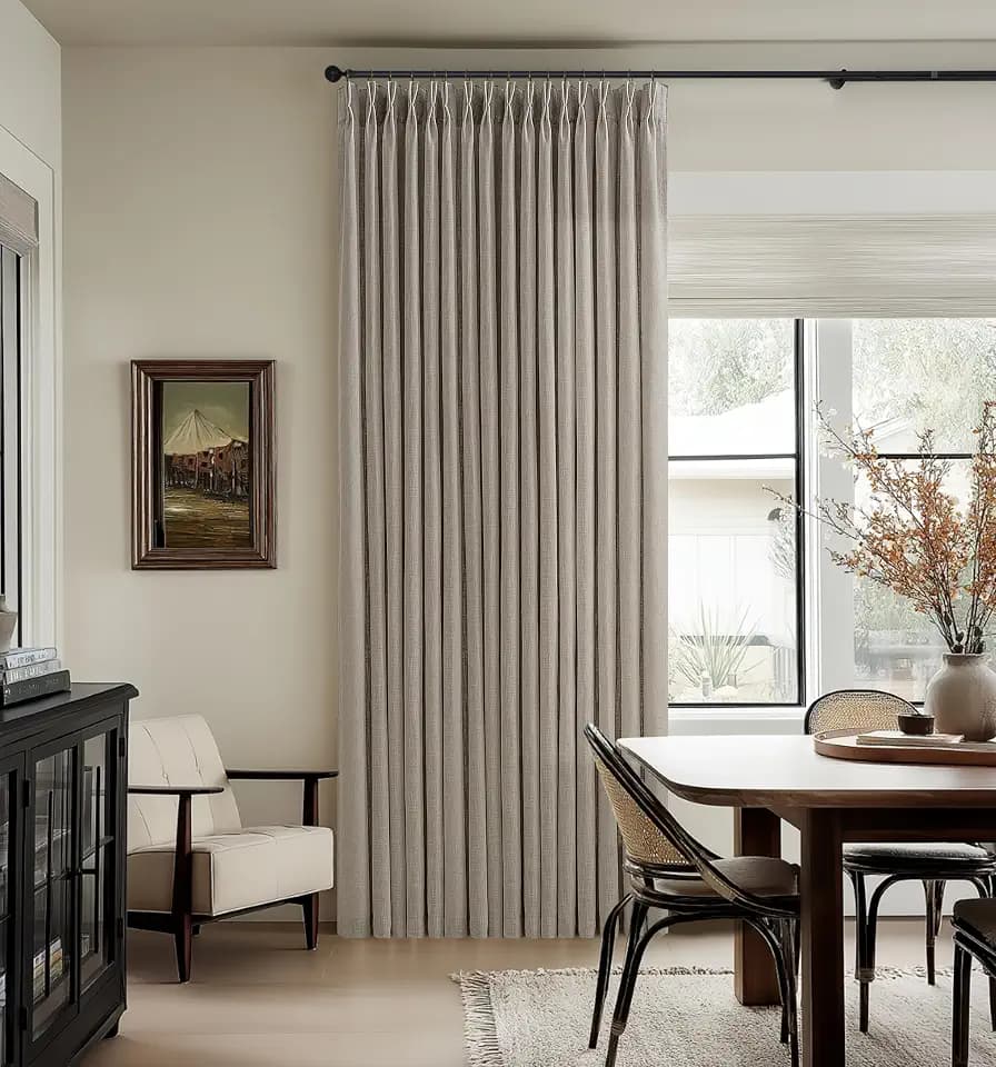 Burlywood Pinch Pleated Extra Long Semi Sheer Curtains 105 Inches Long 50W