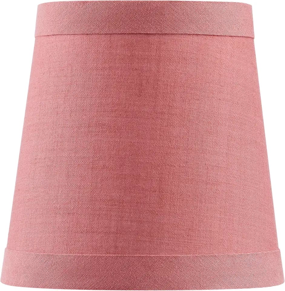 Aspen Creative 51064, Hardback Empire Transitional Clip-On Mini Small Shade in Dark Pastel Red Fabric, 3" Top x 4" Bottom x 4" Slant
