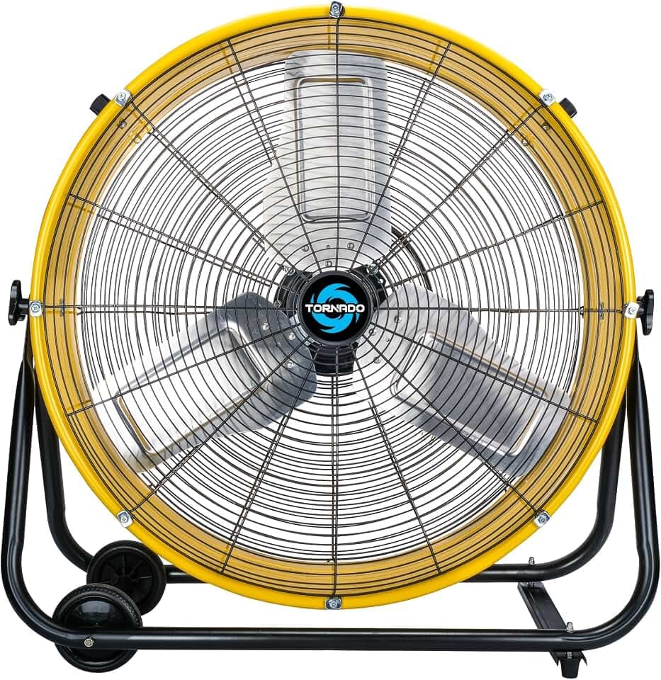 Tornado 24" High-Velocity Metal Drum Fan, 7700 CFM, 3-Speed Industrial Fan, Heavy Duty for Industrial & Commercial Use, 8 FT Cord, ETL Listed