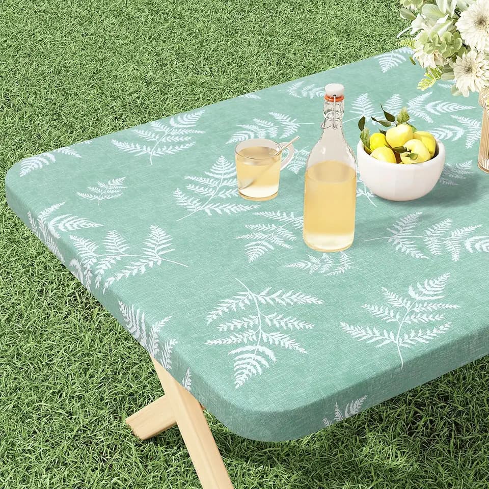 misaya Rectangle Vinyl Tablecloth 6 Foot Elastic Fitted Table Cover