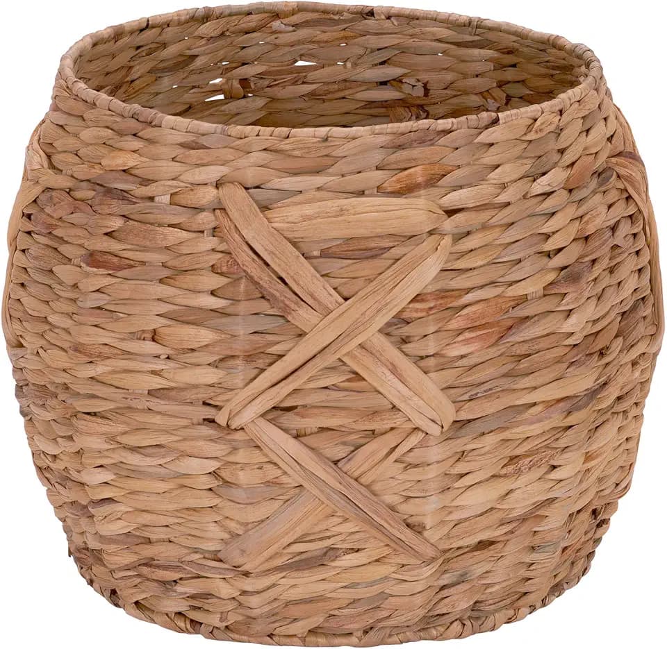 Household Essentials ML-4112 Hyacinth Round Floor Basket, X-Design, Brown